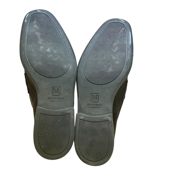 Bruno Magli Leather Bit Loafers Dress Shoes Silver Buckle Accents - Picture 3 of 6